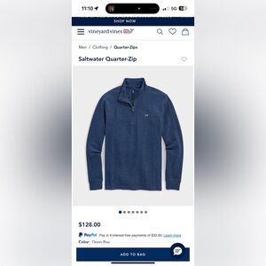 Men’s Vineyard Vines saltwater quarter zip